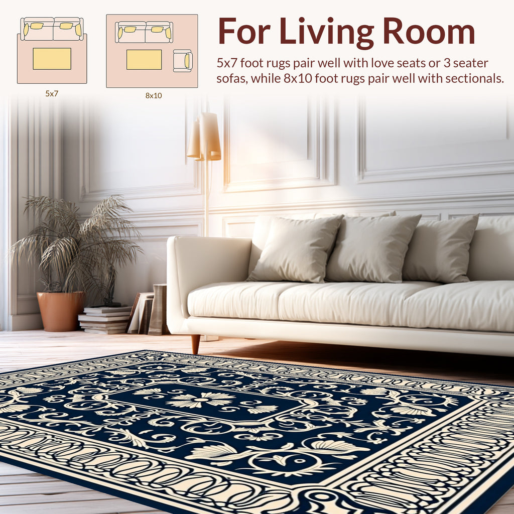 Elegant Floral Motif Classic Medallion Rug