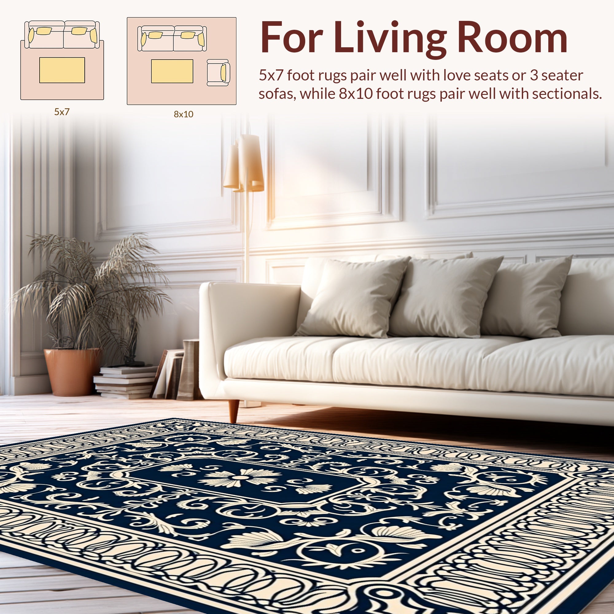 Elegant Floral Motif Classic Medallion Rug