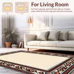 Ornate Tan And Sepia Ethnic Frame Rug