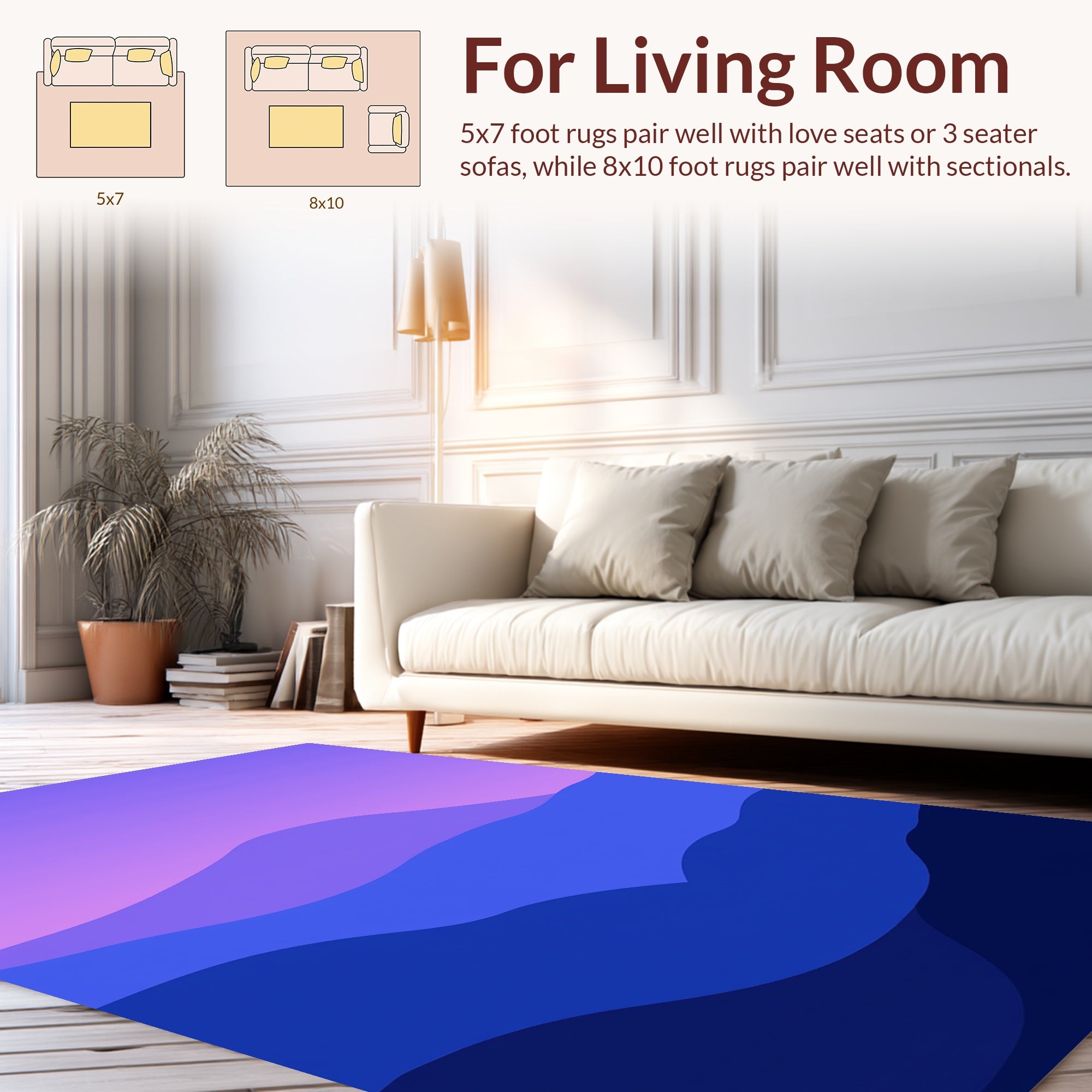 Layered Mountain Gradient Abstract Rug
