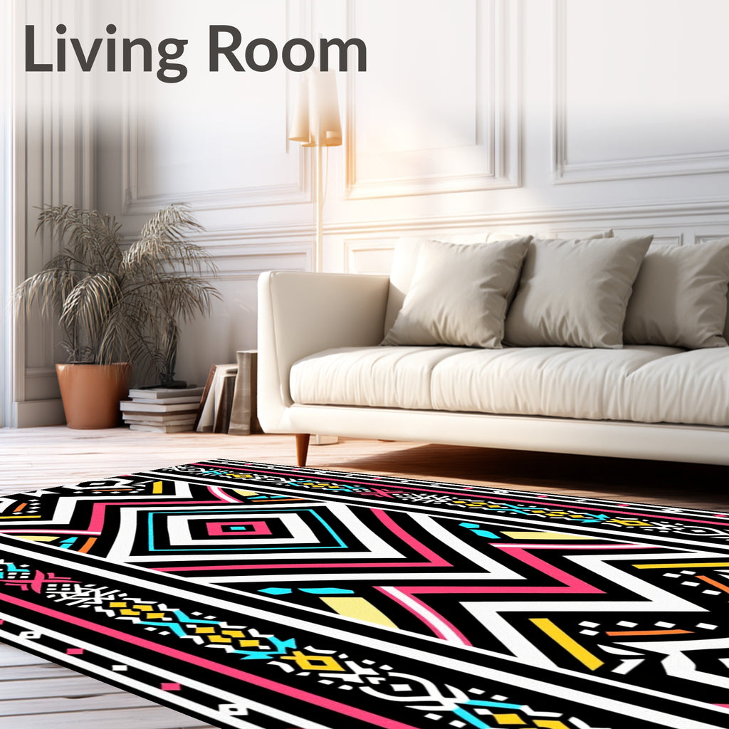 Bold Geometric Tribal Stripes Rug