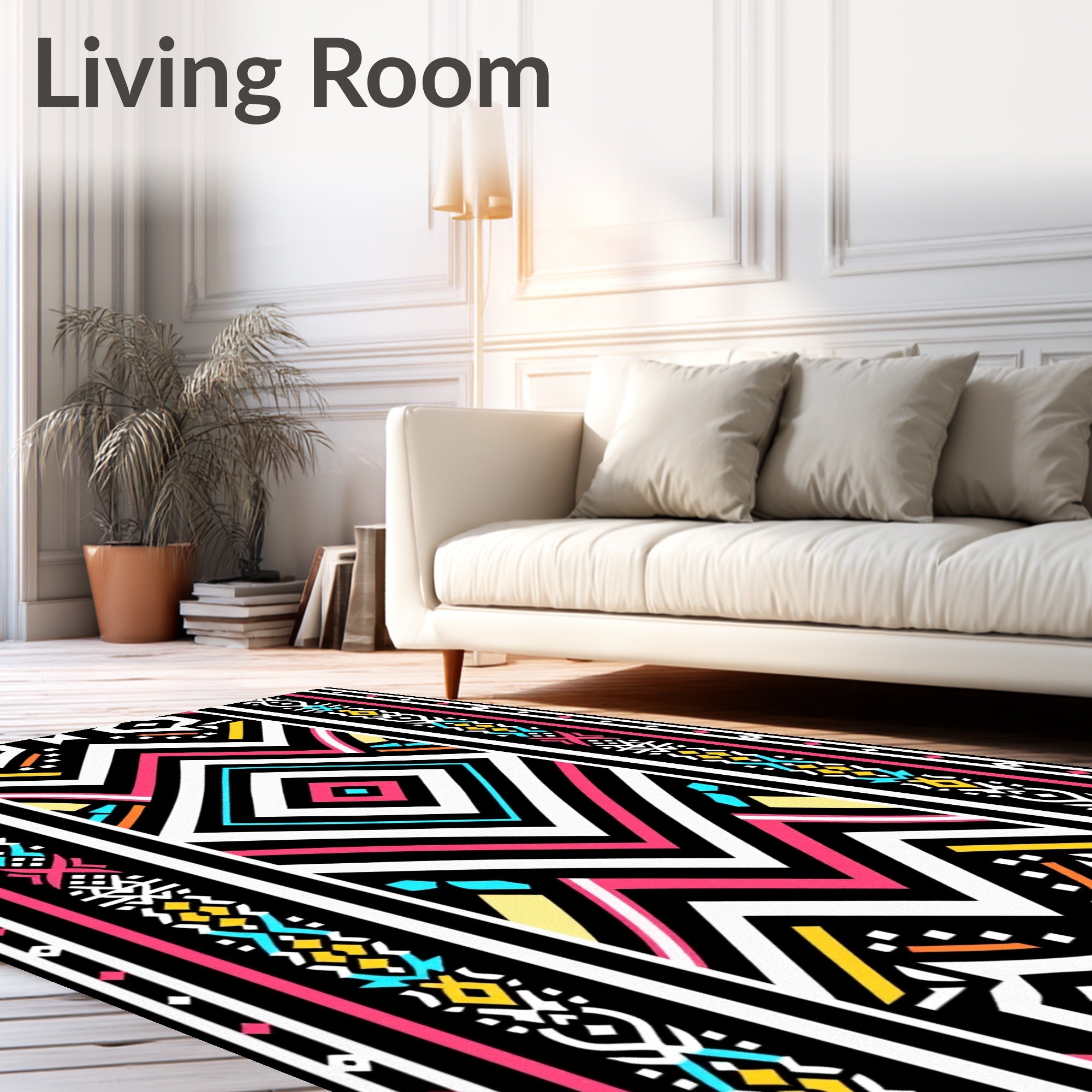 Bold Geometric Tribal Stripes Rug