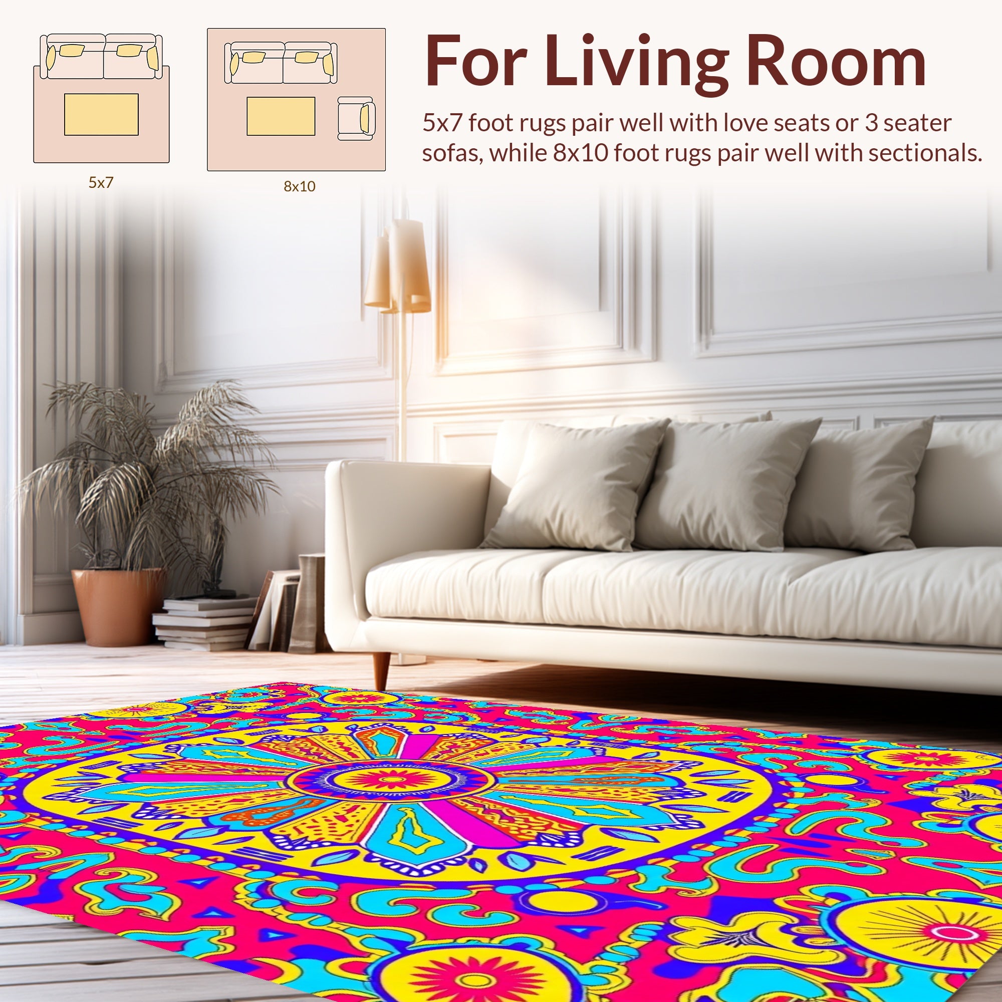 Vibrant Geometric Floral Pattern Rug
