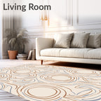 Abstract Cream Swirls with Brown Blue Rug