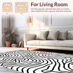 Bold Black White Contour Pattern Rug