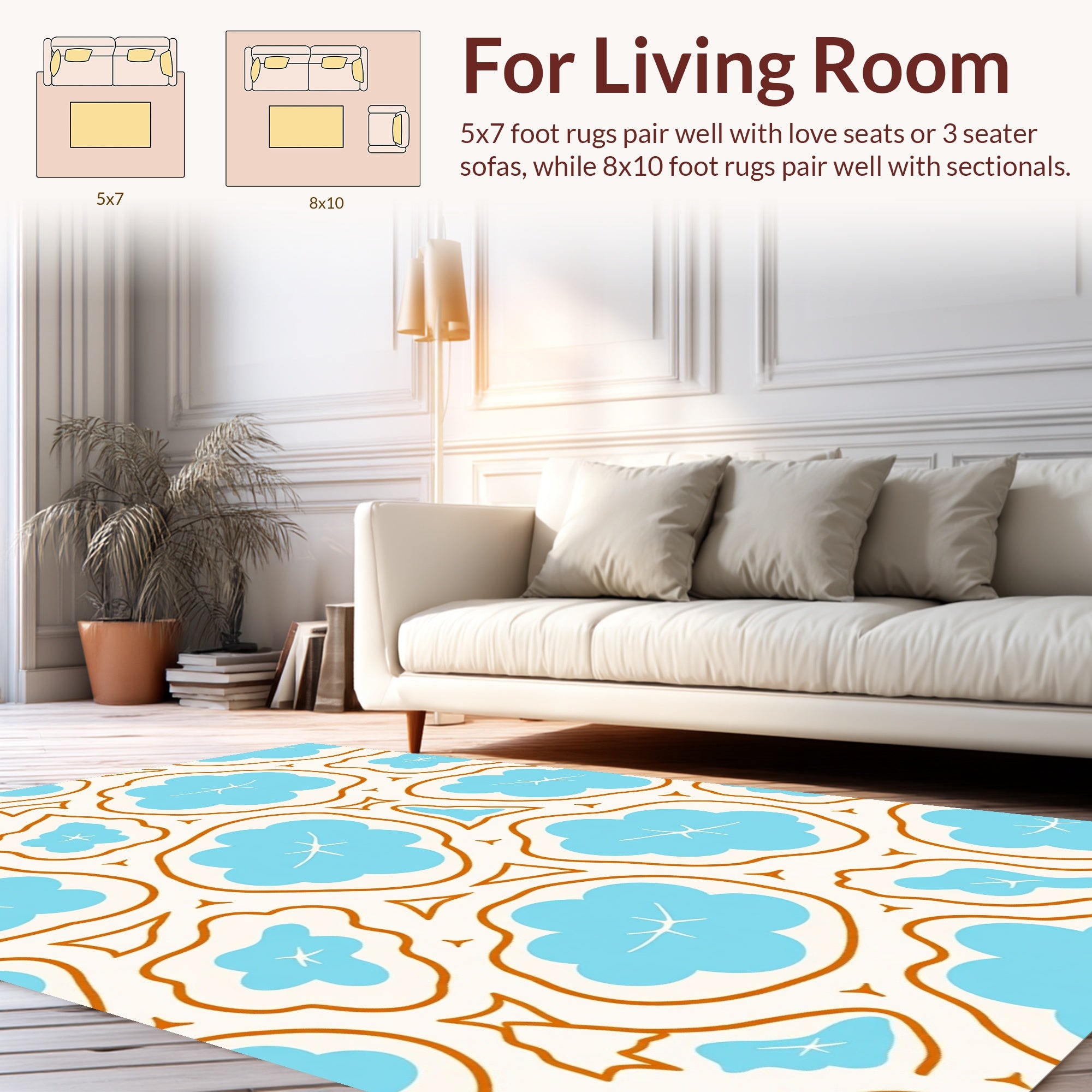 Abstract Blue Cloud Pattern Rug
