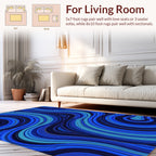 Vibrant Blue Swirl Line Pattern Rug