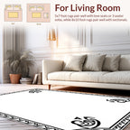 Ornate Black White Scrollwork Design Rug