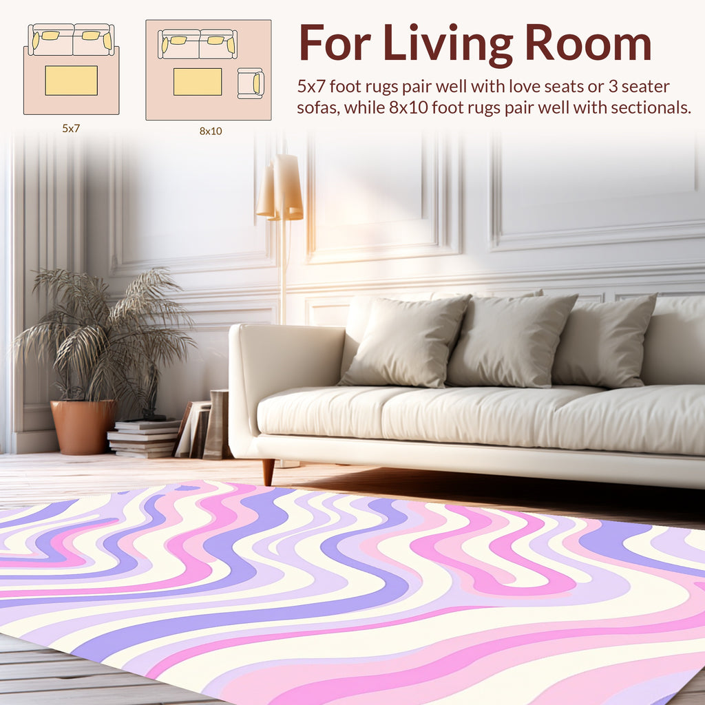 Retro Swirls Pastel Pattern Rug
