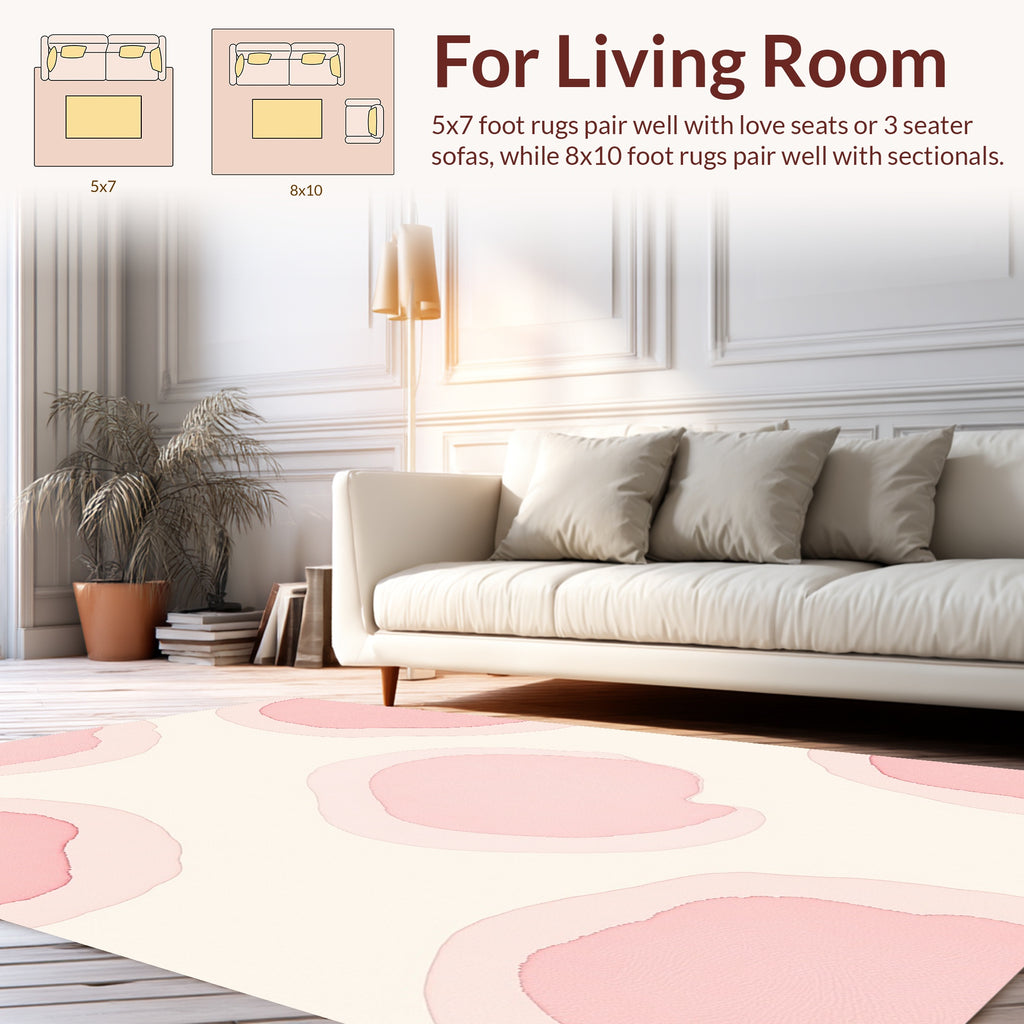 Soft Pink Abstract Blob Pattern Rug