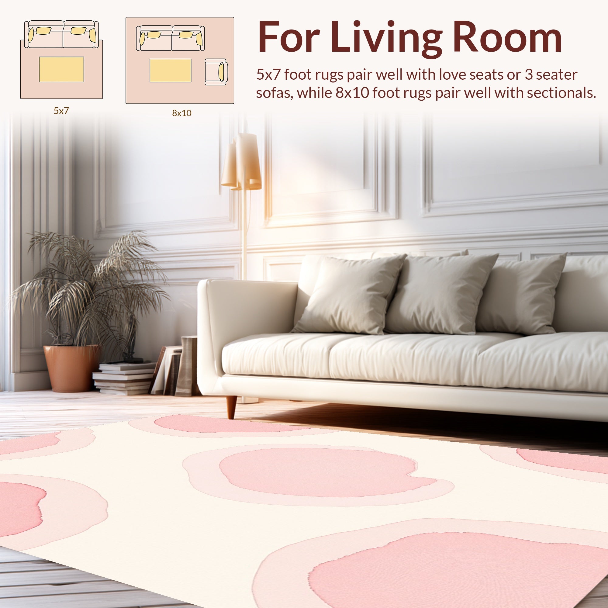 Soft Pink Abstract Blob Pattern Rug