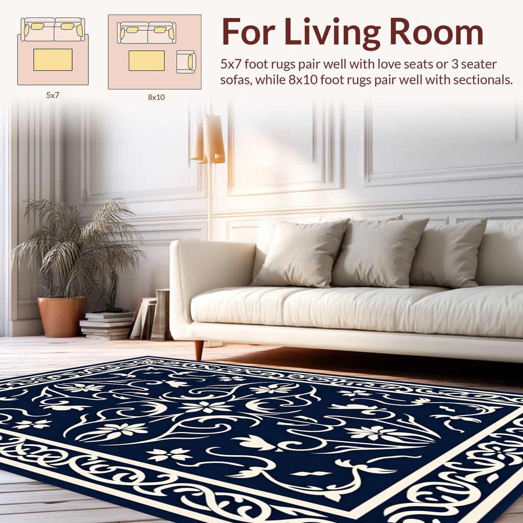 Classic Floral Scrollwork Design Rug