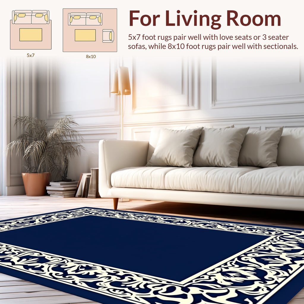 Intricate Floral Border Design Rug