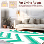 Modern Teal Chevron Pattern Rug