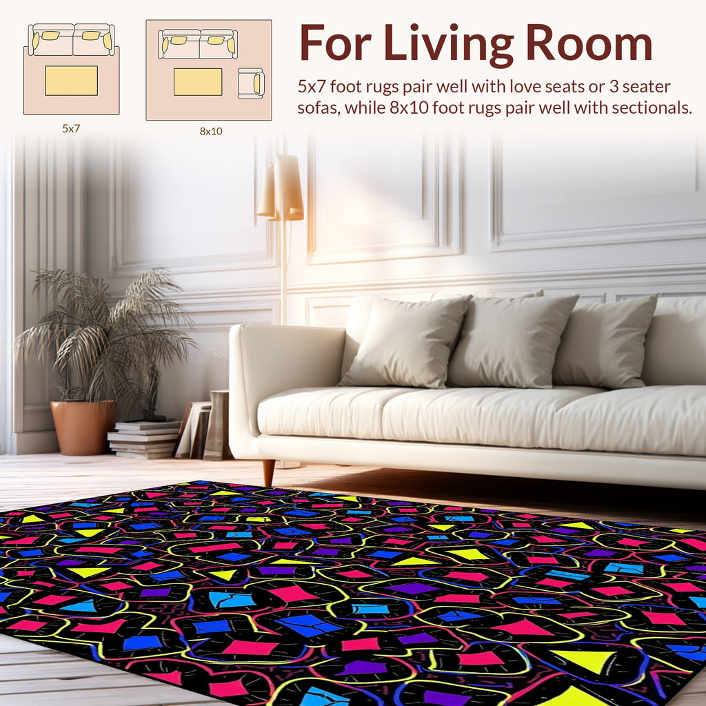 Vibrant Geometric Collage Design Rug
