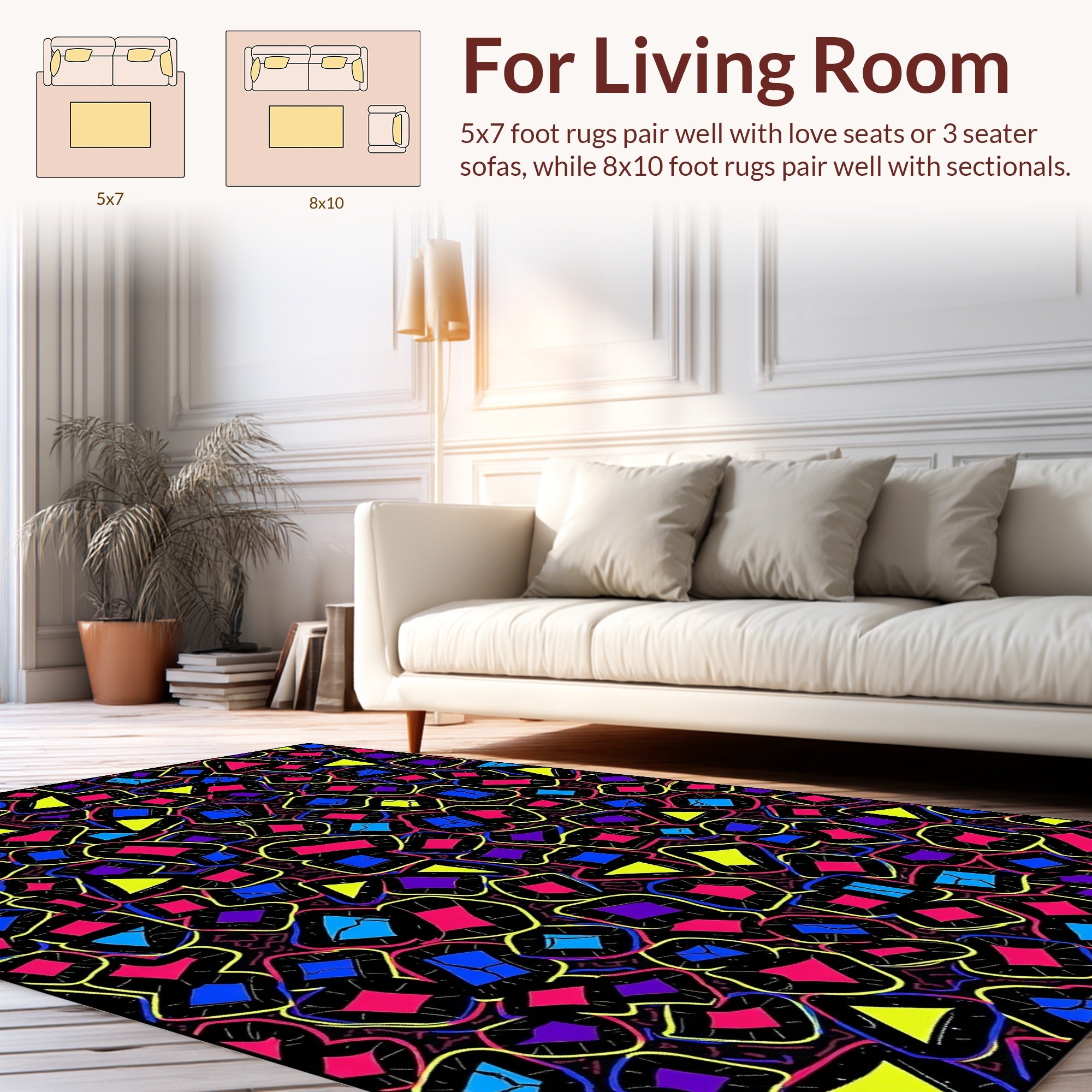 Vibrant Geometric Collage Design Rug