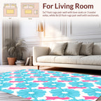 Aqua Floral Pattern With Pink Accents Rug