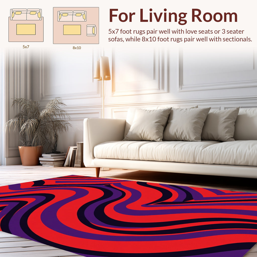 Vibrant Red Purple Swirl Pattern Rug