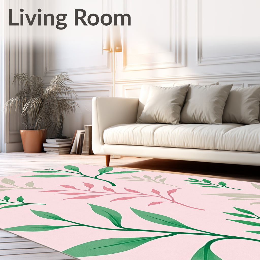 Pink Botanical Garden Leaf Harmony Rug