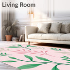 Pink Botanical Garden Leaf Harmony Rug