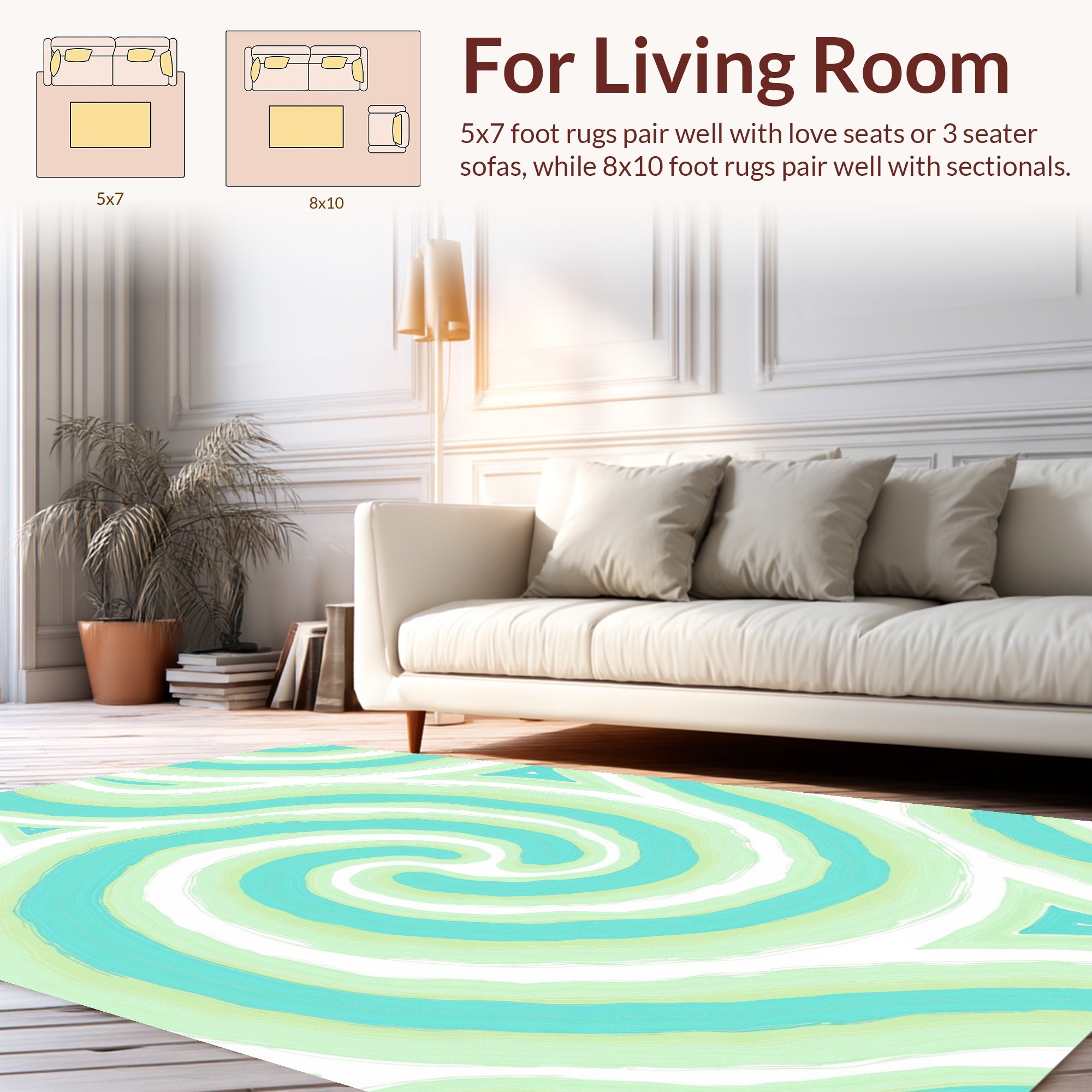 Cool Aqua Swirl Pattern Design Rug