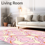 Pink Floral and Quatrefoil Pattern Rug