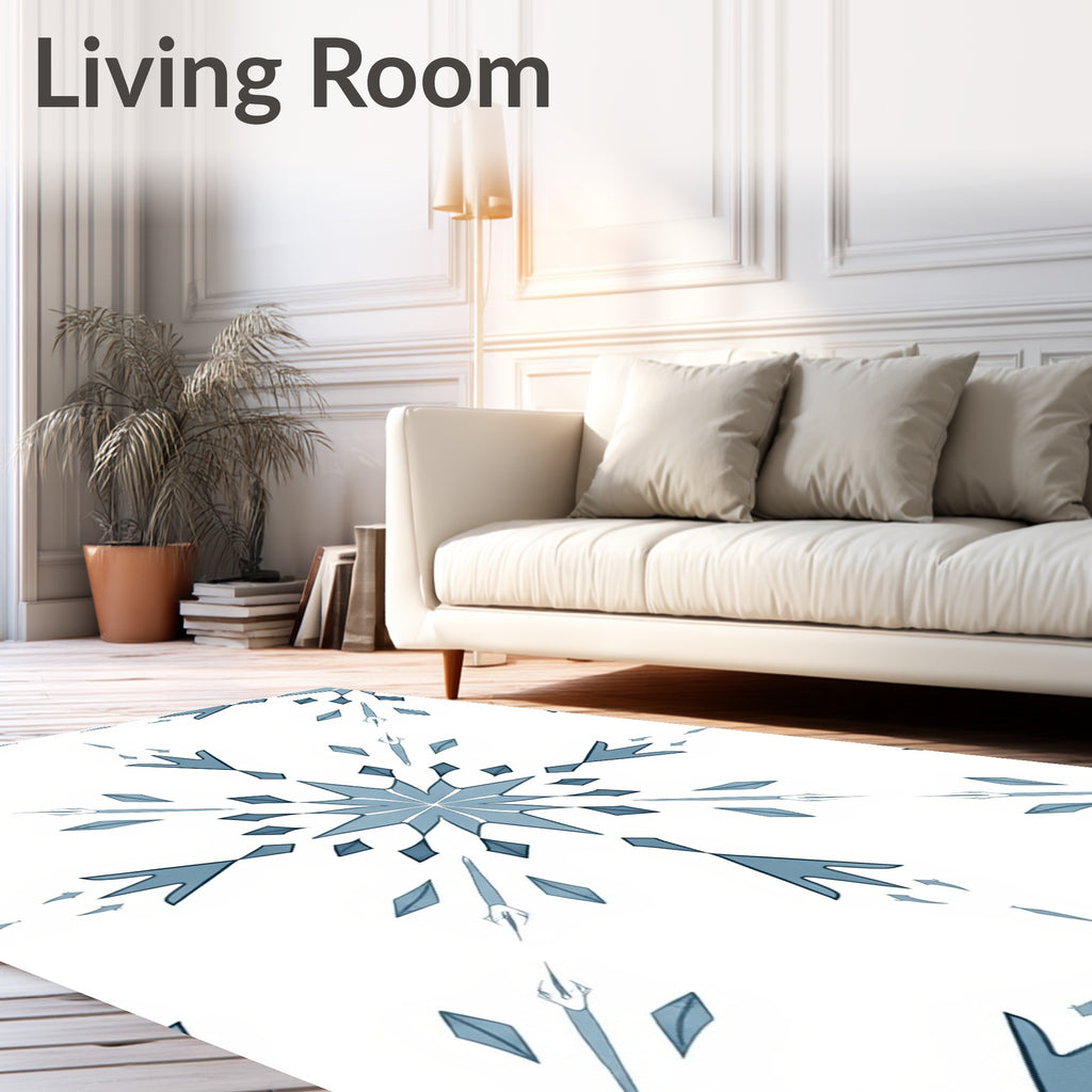 Cool Gray Snowflake Starburst Rug