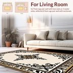 Ornate Black Gold Floral Motif Rug