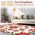 Bold Red Floral Patterned Textile Rug