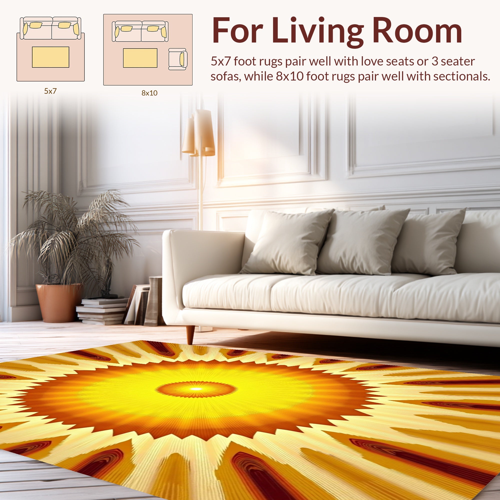 Radiant Sunburst Geometric Pattern Rug