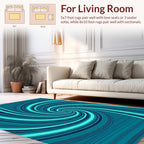 Abstract Swirl Teal Stripes Rug