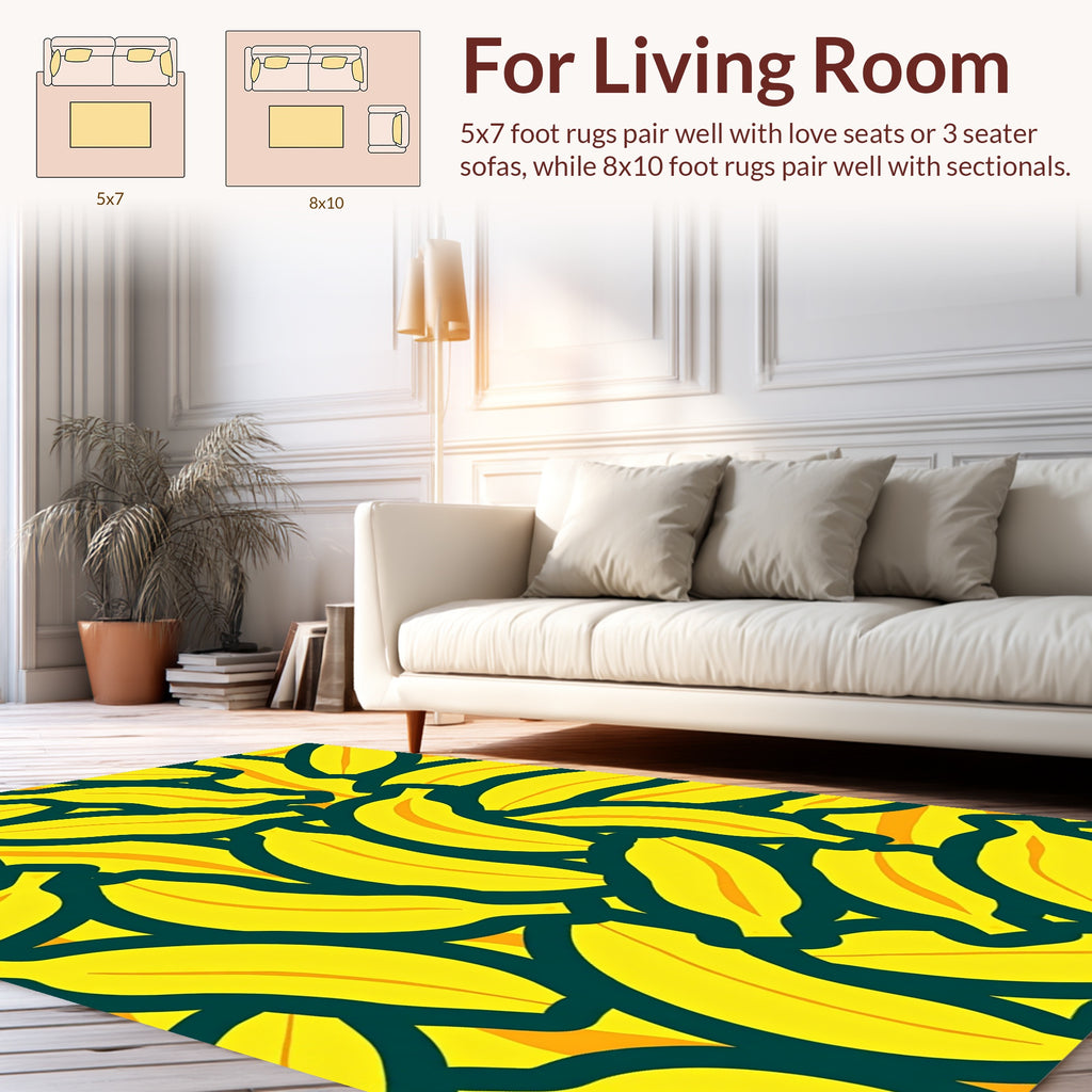 Bright Yellow Banana Pattern Rug