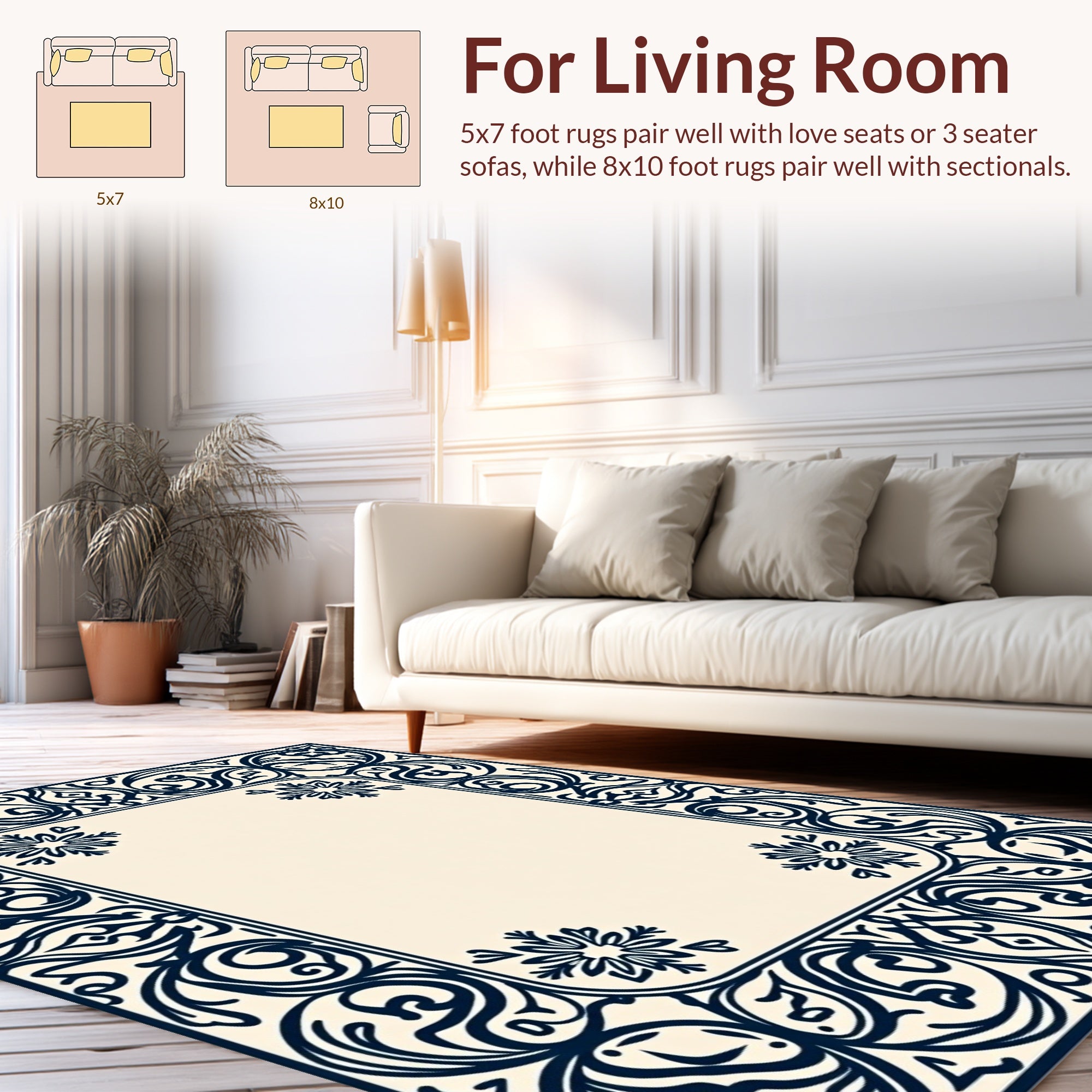 Classic Scrollwork Floral Frame Rug