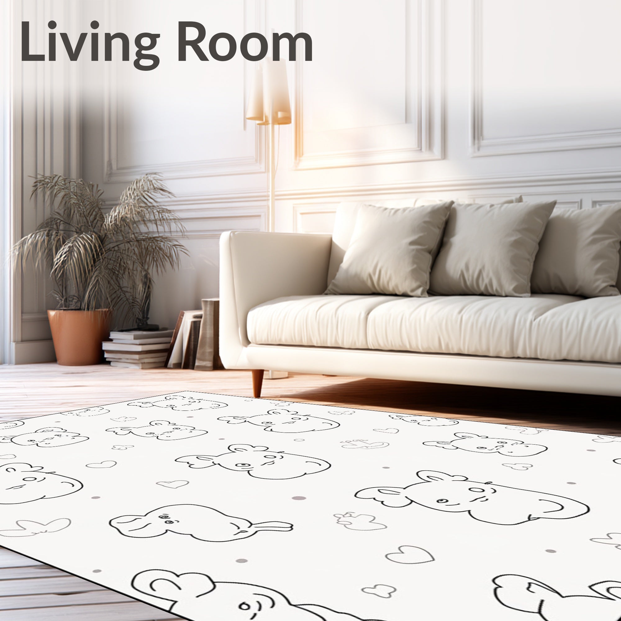 Cute Kawaii Animal Print Design Rug