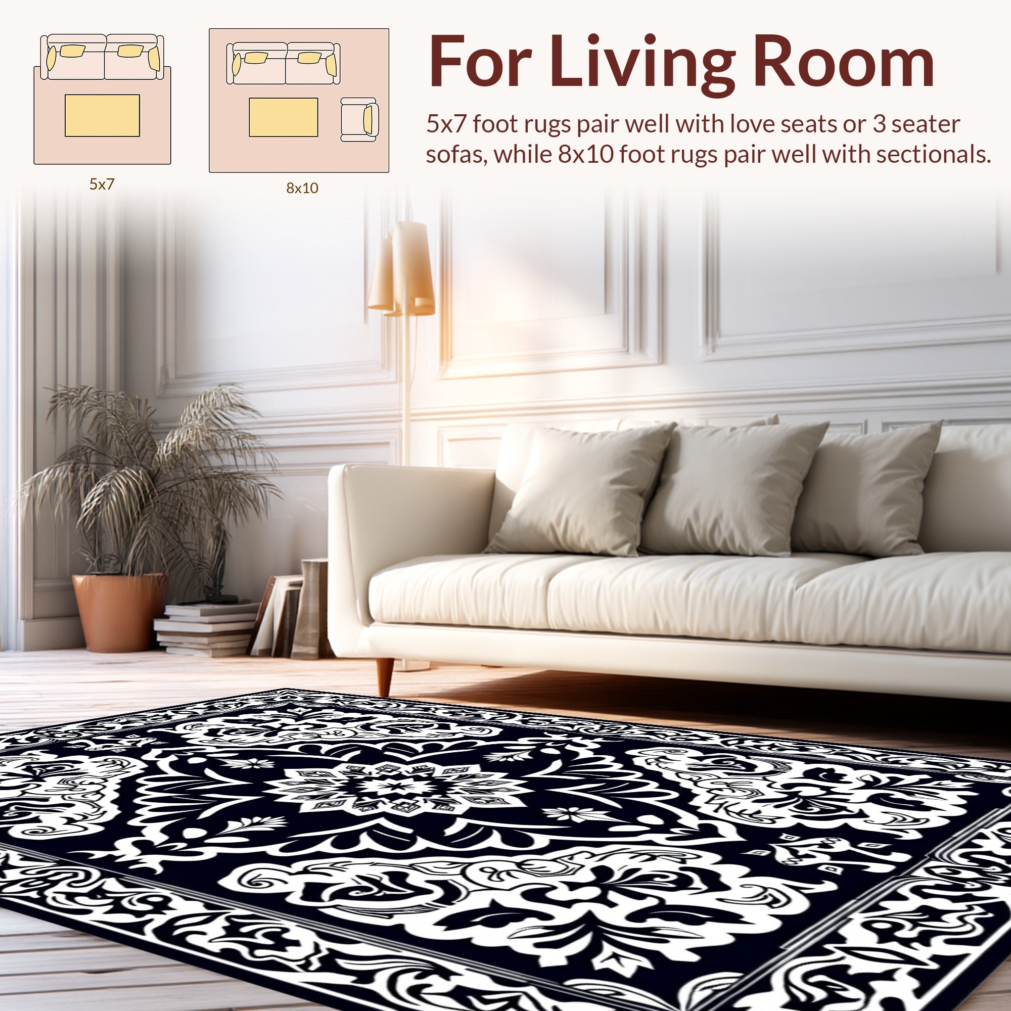 Classic Floral Mandala Patterned Rug