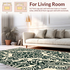 Intricate Ornamental Black Cream Pattern Rug