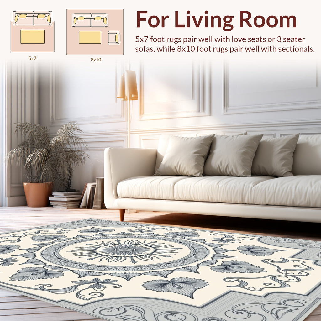 Intricate Floral Mandala Inspired Design Rug