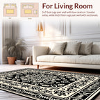 Bold Black Floral Medallion Rug