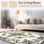 Art Nouveau Black Floral Motif Rug