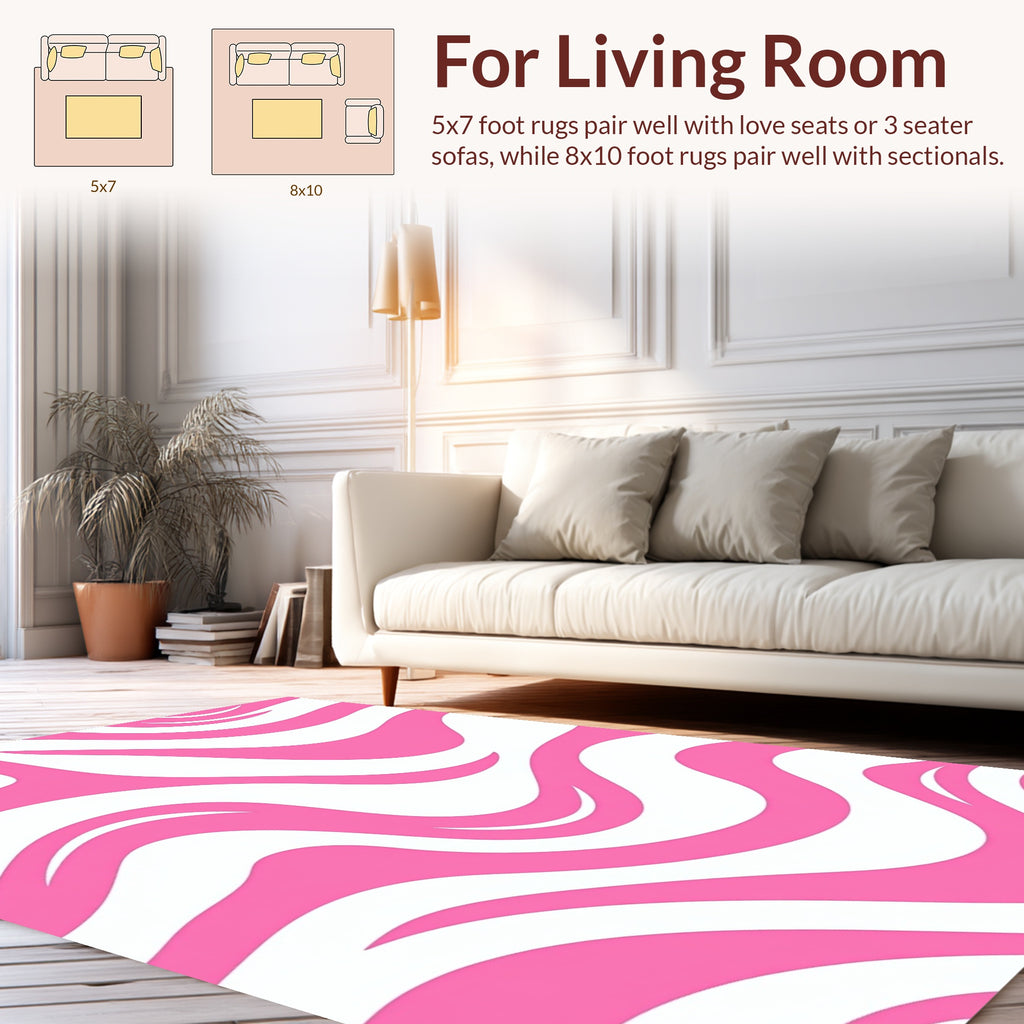 Pink and White Swirling Pattern Rug