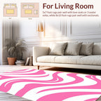 Pink and White Swirling Pattern Rug