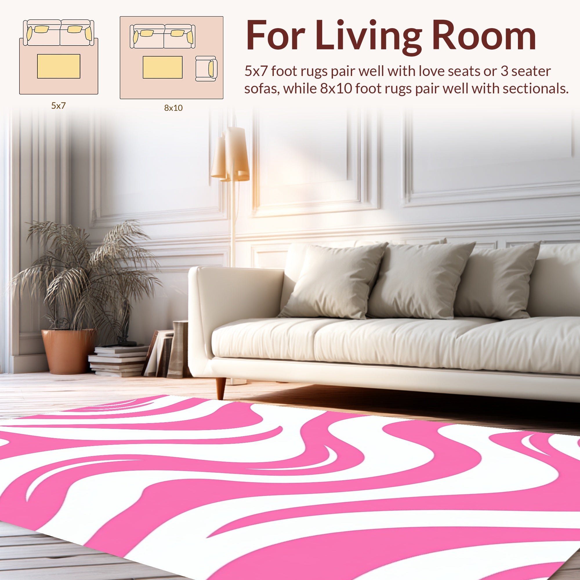 Pink and White Swirling Pattern Rug