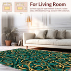 Art Nouveau Green Gold Floral Rug