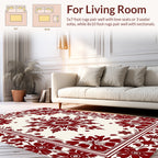 Deep Red Floral Border Medallion Design Rug