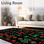 Holiday Bows and Snowflakes Red Green Rug