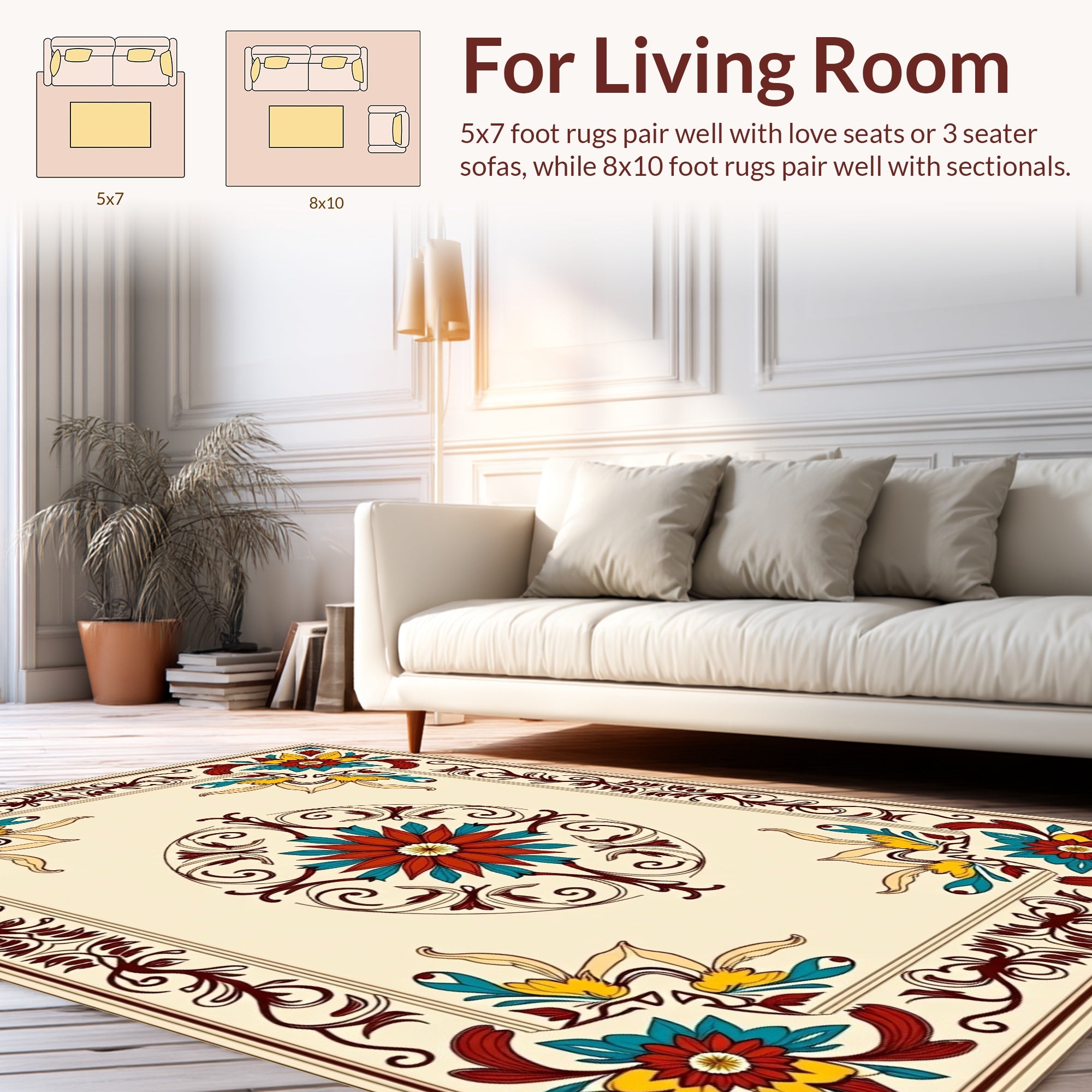 Ornate Floral Scrollwork Design Rug