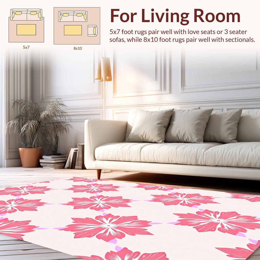 Pink Floral Lattice Pattern Rug