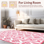 Pink Vertical Floral Oval Pattern Rug