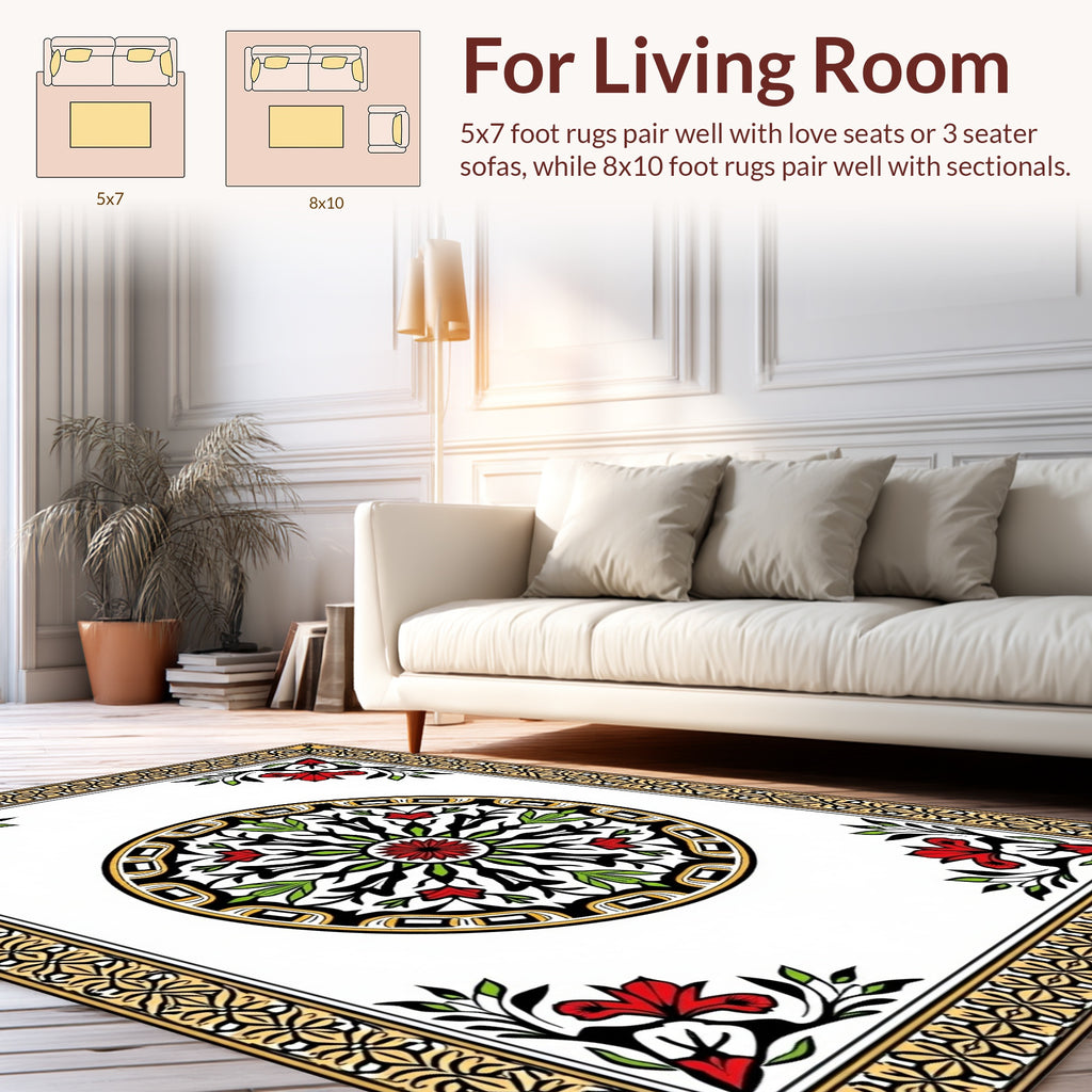 Intricate Floral Mandala Design Rug