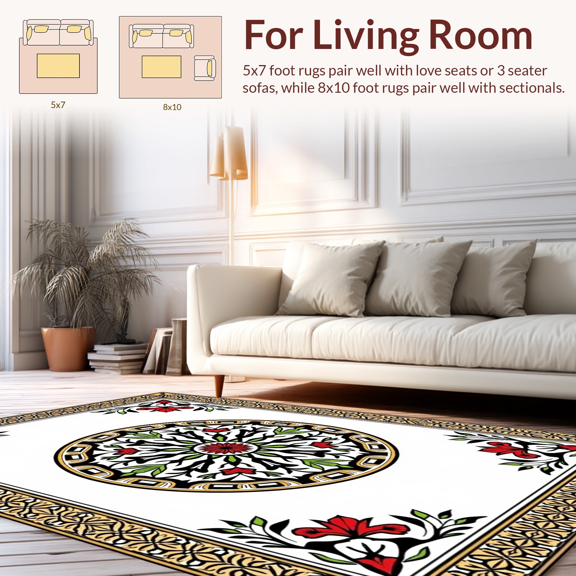 Intricate Floral Mandala Design Rug